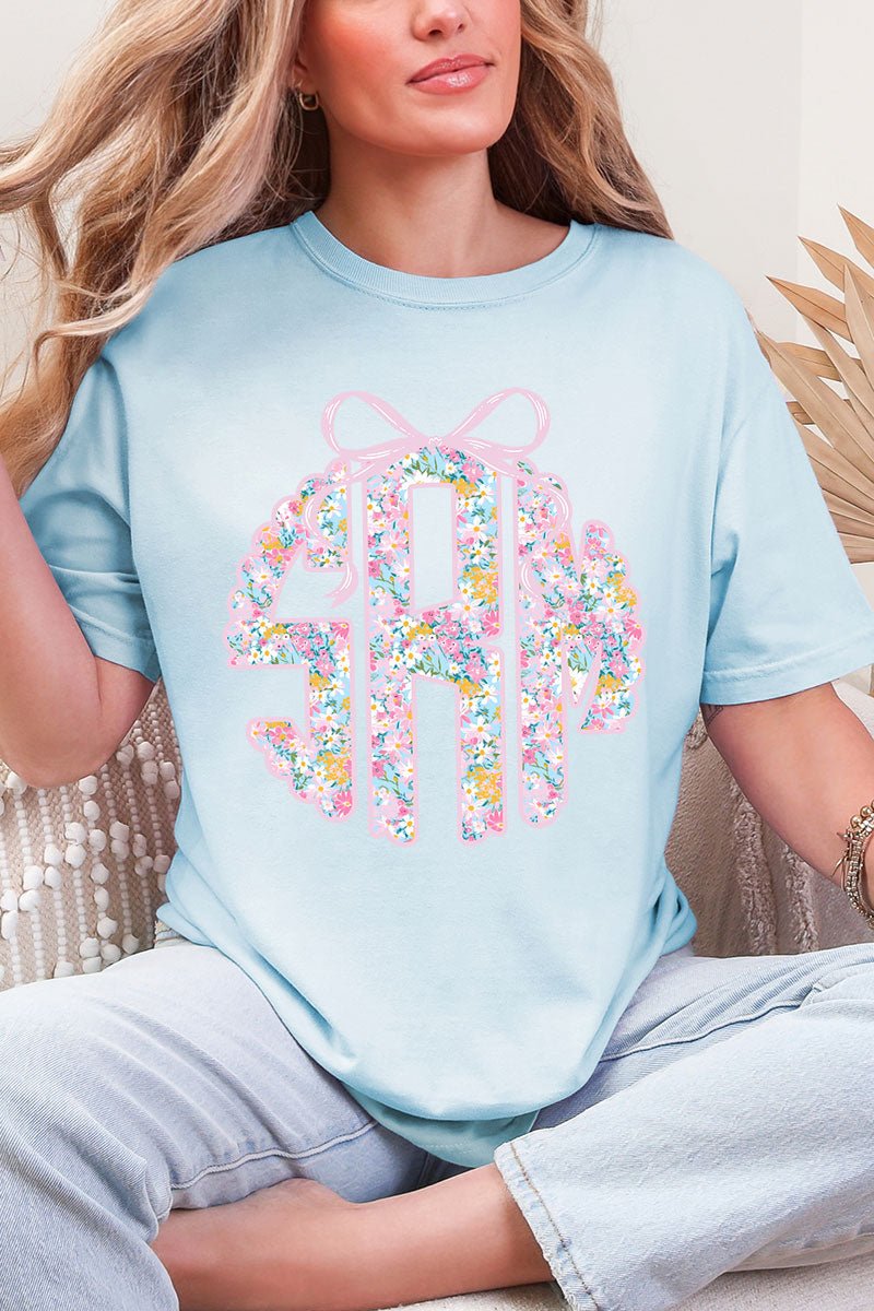 Garden Party Monogram Comfort Colors Adult Ring - Spun Cotton Tee - Wholesale Accessory Market