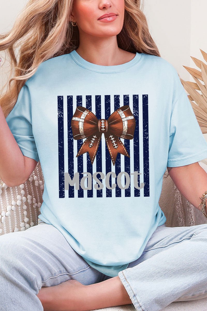 Personalized Navy Varsity Bow Comfort Colors Adult Ring-Spun Cotton Tee *Enter Mascot Name - Wholesale Accessory Market