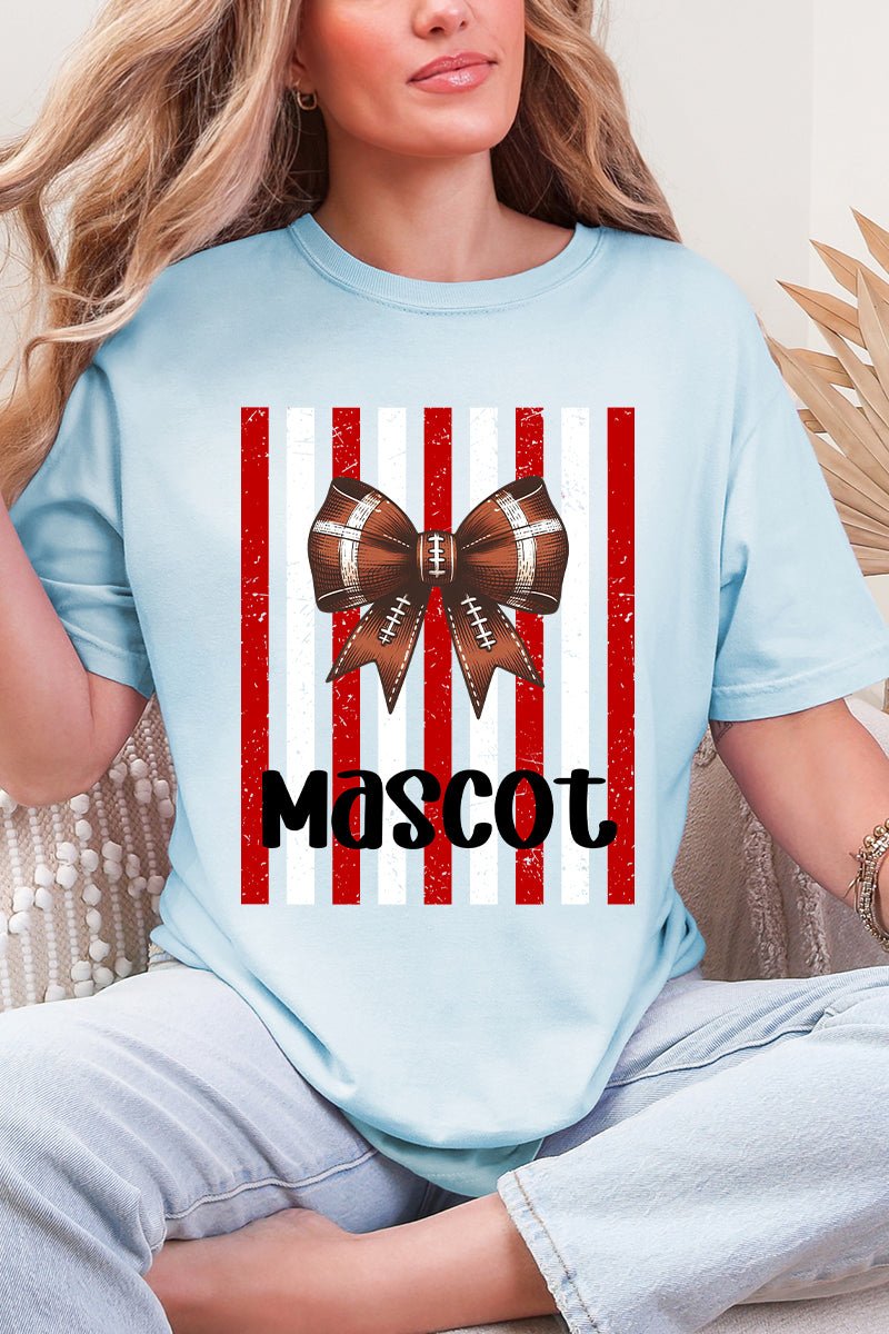 Personalized Red & White Varsity Bow Comfort Colors Adult Ring-Spun Cotton Tee *Enter Mascot Name - Wholesale Accessory Market