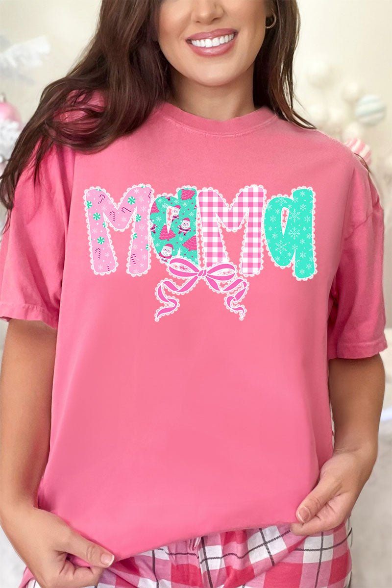 Pink And Preppy Christmas Custom Name Comfort Colors Adult Ring - Spun Cotton Tee *Personalize Your Name - Wholesale Accessory Market