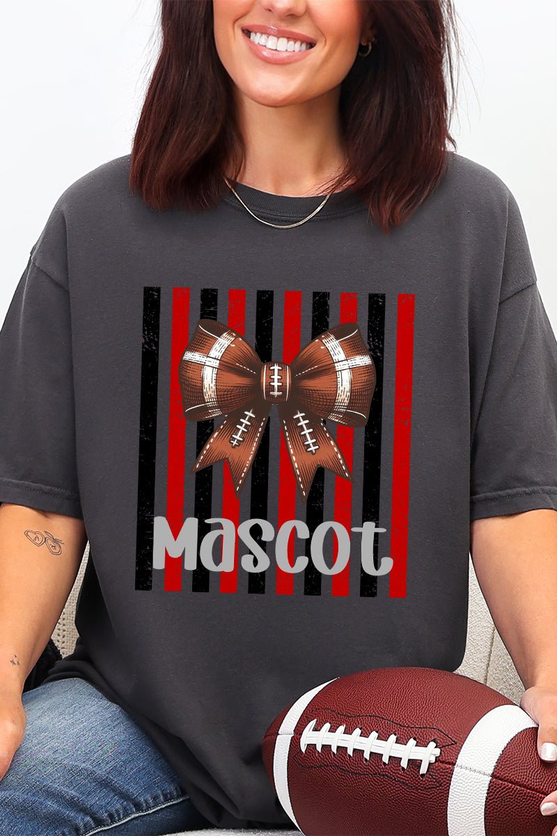Personalized Red & Black Varsity Bow Comfort Colors Adult Ring-Spun Cotton Tee - Wholesale Accessory Market