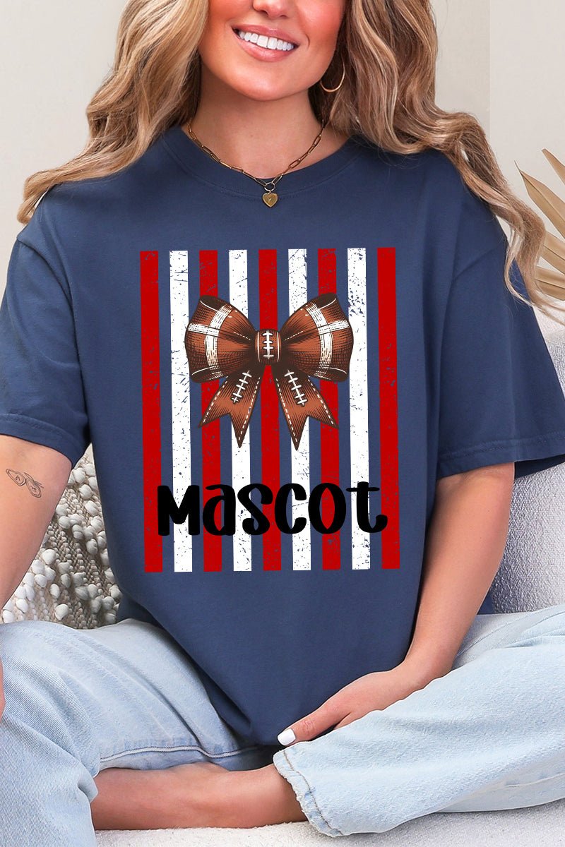 Personalized Red & White Varsity Bow Comfort Colors Adult Ring-Spun Cotton Tee *Enter Mascot Name - Wholesale Accessory Market