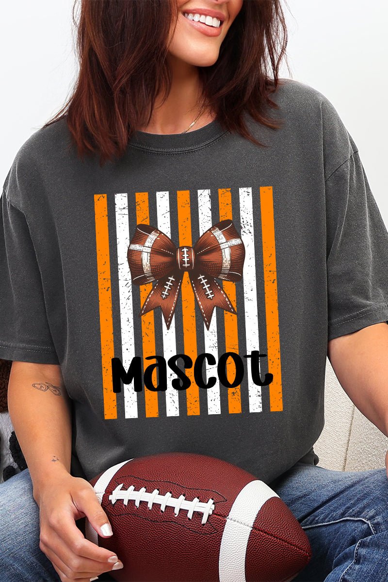 Personalized Fiery Orange & White Varsity Bow Comfort Colors Adult Ring-Spun Cotton Tee *Enter Mascot Name - Wholesale Accessory Market