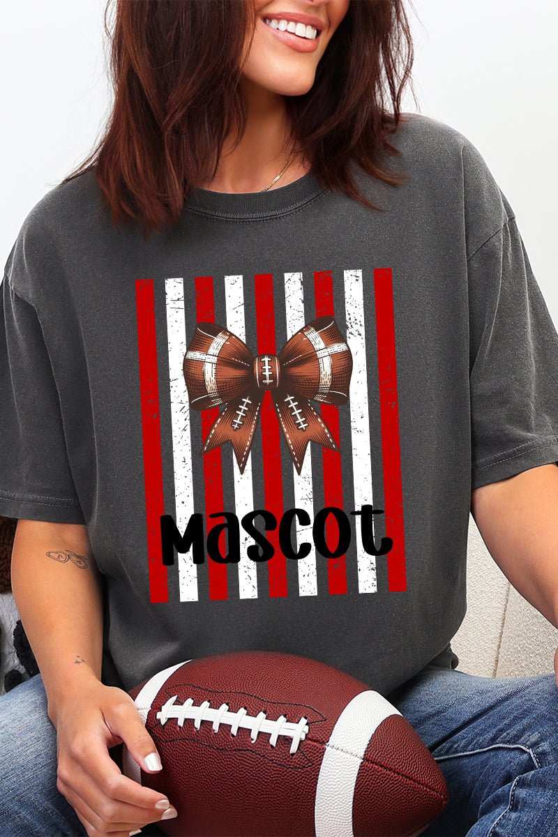 Personalized Red & White Varsity Bow Comfort Colors Adult Ring-Spun Cotton Tee *Enter Mascot Name - Wholesale Accessory Market
