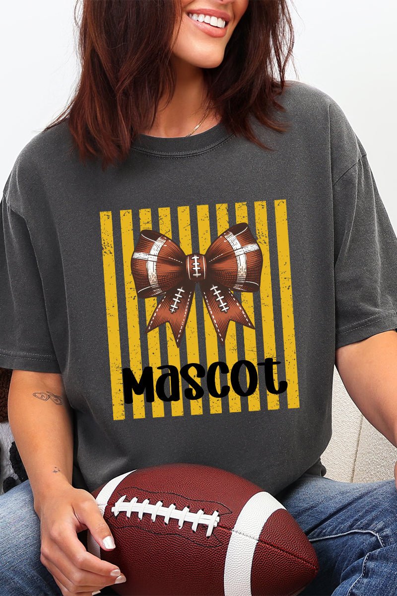 Personalized Yellow Gold Varsity Bow Comfort Colors Adult Ring-Spun Cotton Tee *Enter Mascot Name - Wholesale Accessory Market
