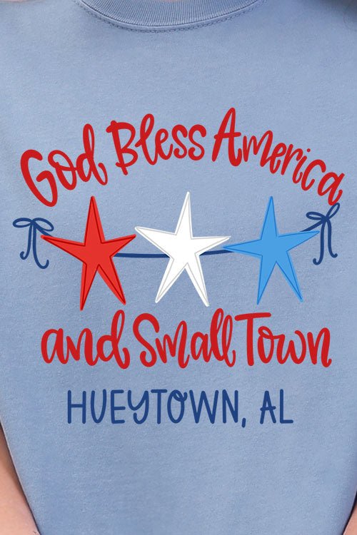 Personalized God Bless America And Small Town Comfort Colors Adult Ring - Spun Cotton Tee - Wholesale Accessory Market