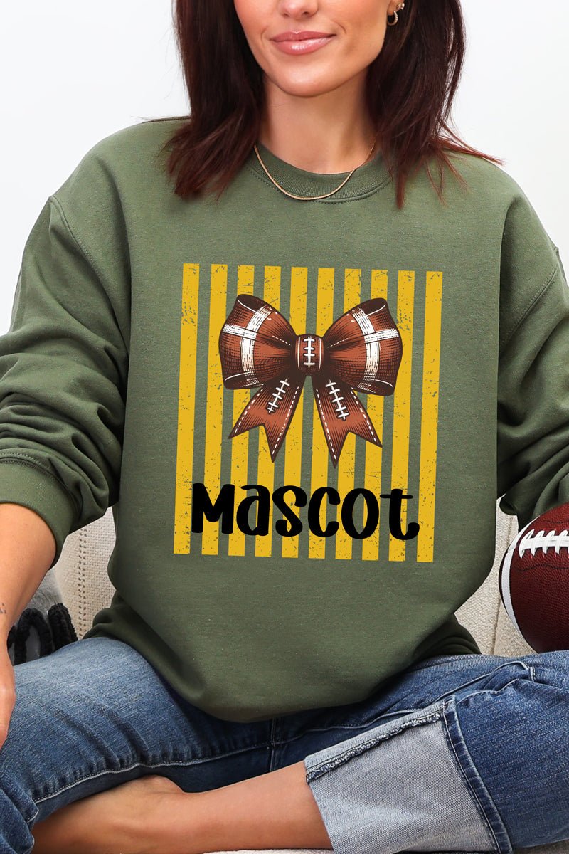 Personalized Yellow Gold Varsity Bow Heavy Blend Crew Sweatshirt *Enter Mascot Name - Wholesale Accessory Market