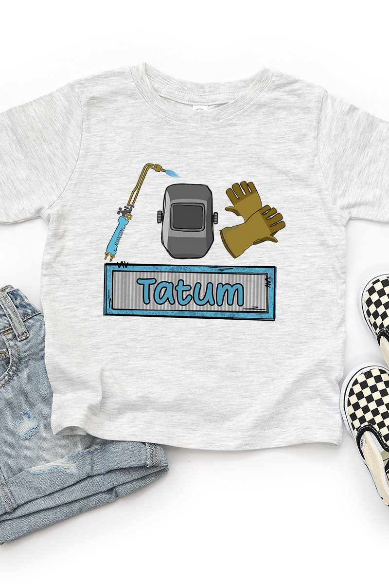 Toddler Personalized Blue Mini Metal Maker Fine Jersey Tee *Personalize Your Name - Wholesale Accessory Market