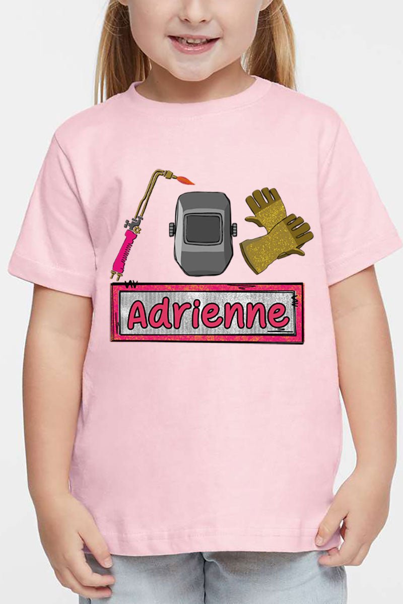 Toddler Personalized Pink Mini Metal Maker Fine Jersey Tee *Personalize Your Name - Wholesale Accessory Market
