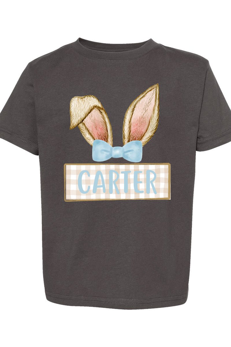 Toddler Personalized Blue Coquette Bunny Ears Fine Jersey Tee *Personalize Your Name - Wholesale Accessory Market