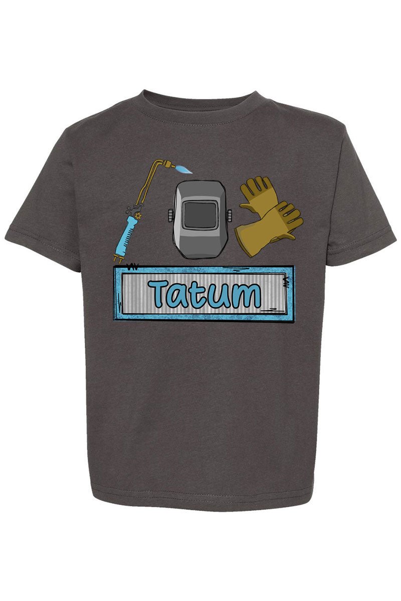 Toddler Personalized Blue Mini Metal Maker Fine Jersey Tee *Personalize Your Name - Wholesale Accessory Market