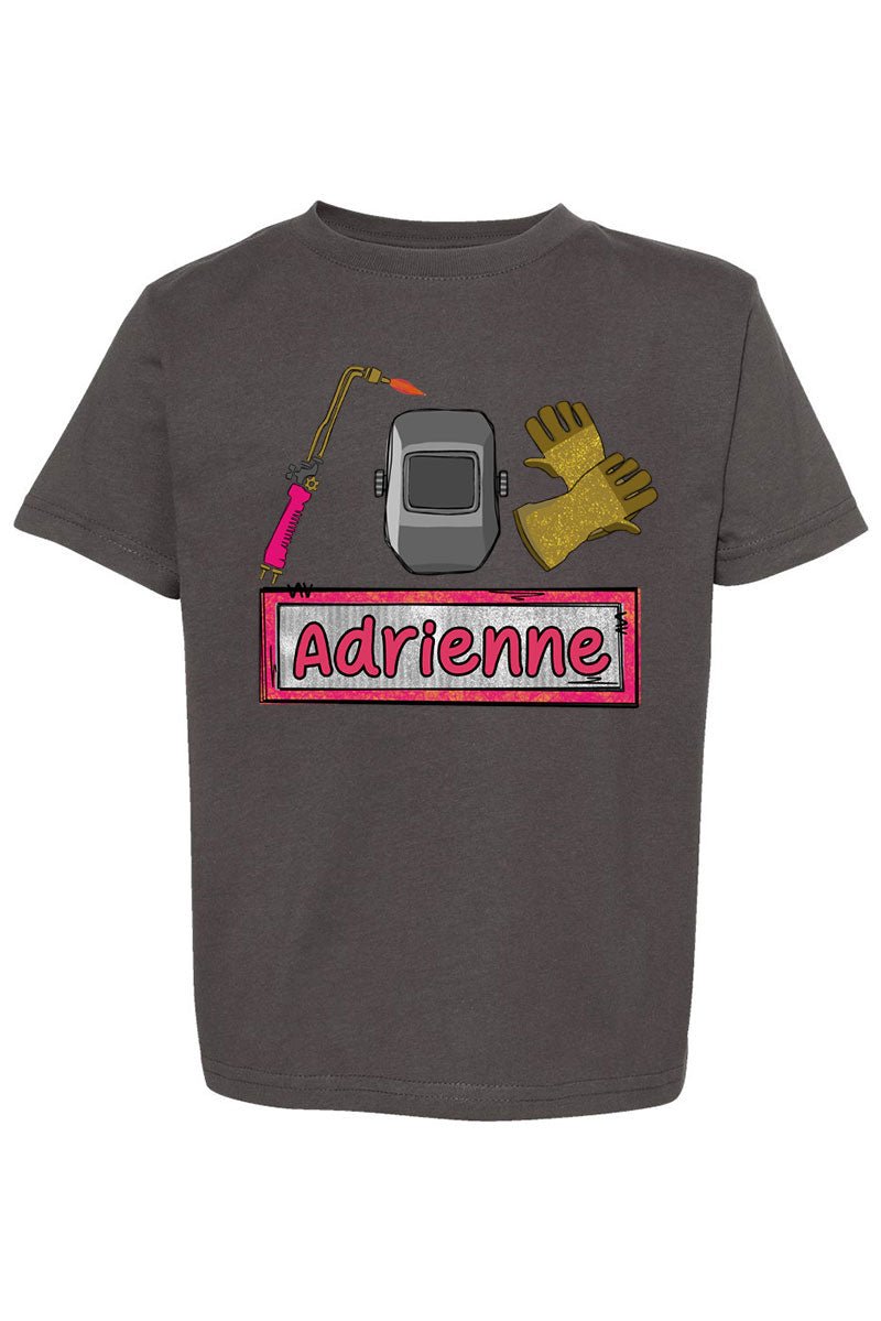 Toddler Personalized Pink Mini Metal Maker Fine Jersey Tee *Personalize Your Name - Wholesale Accessory Market