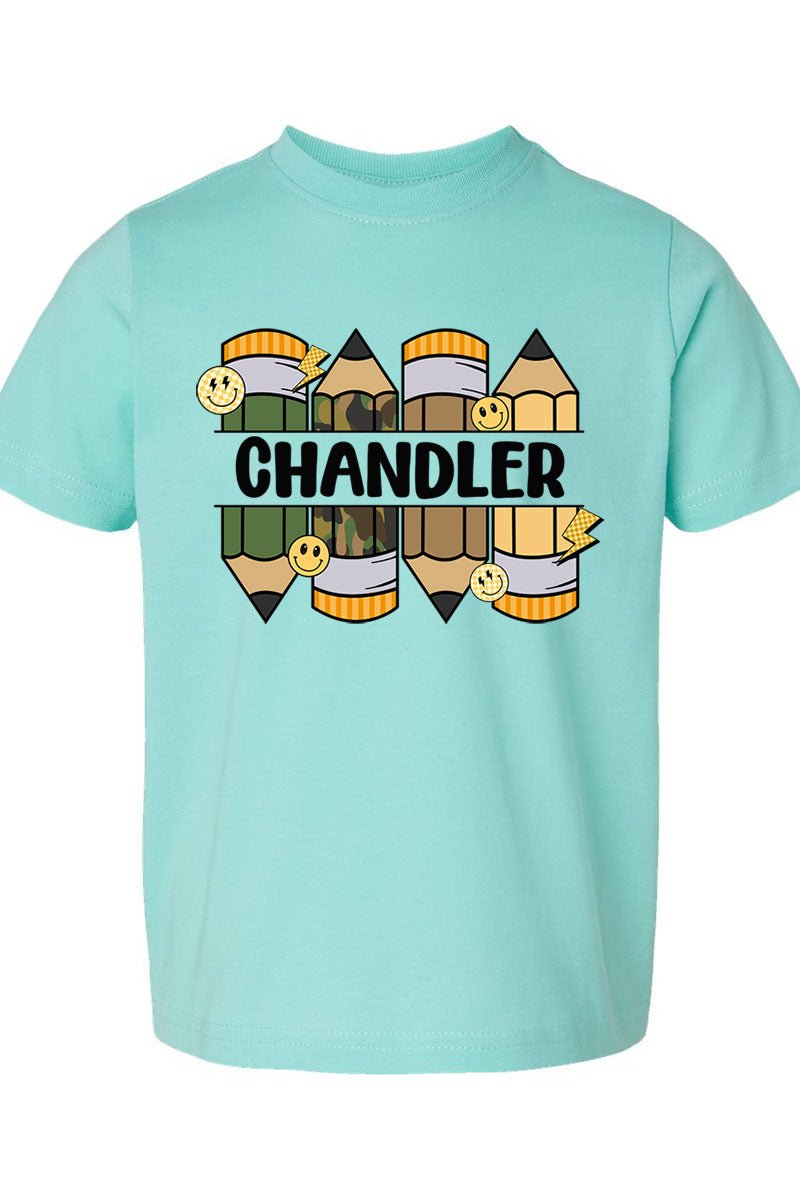 Toddler Personalized Camo Pencil Pack Fine Jersey Tee *Enter Kid's Name - Wholesale Accessory Market