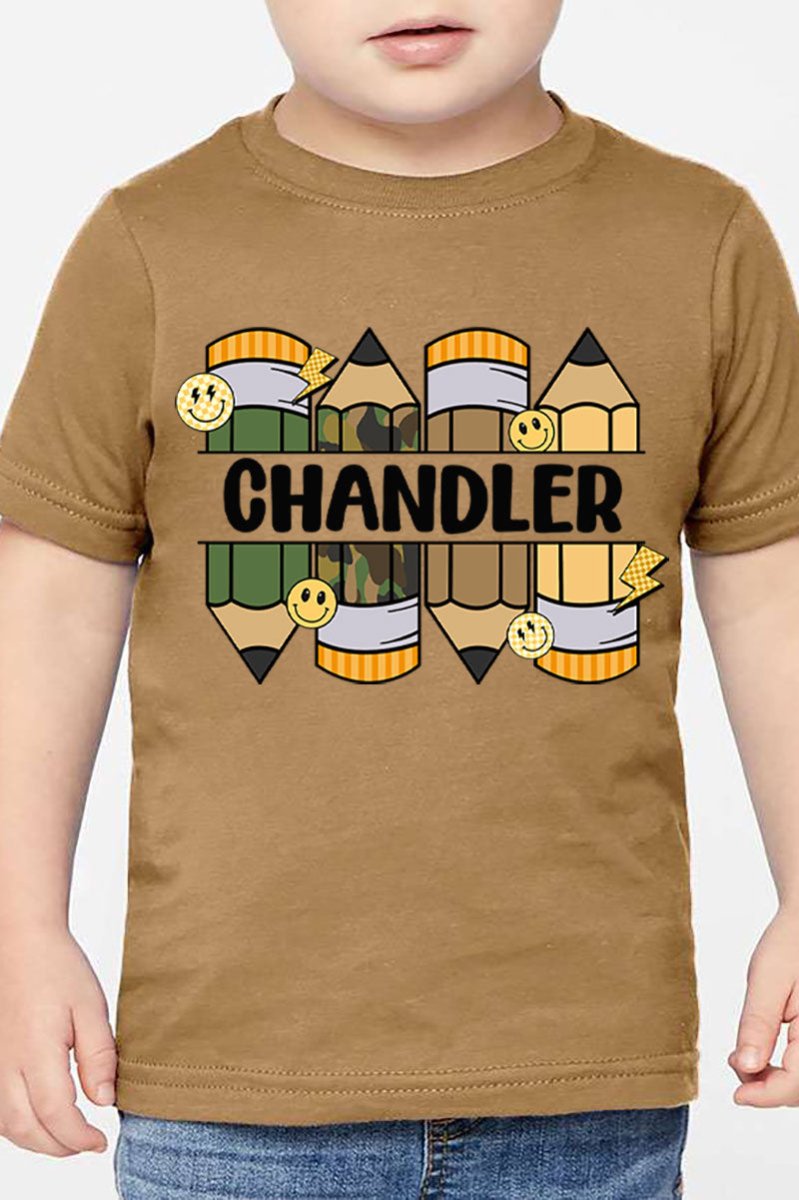 Toddler Personalized Camo Pencil Pack Fine Jersey Tee *Enter Kid's Name - Wholesale Accessory Market