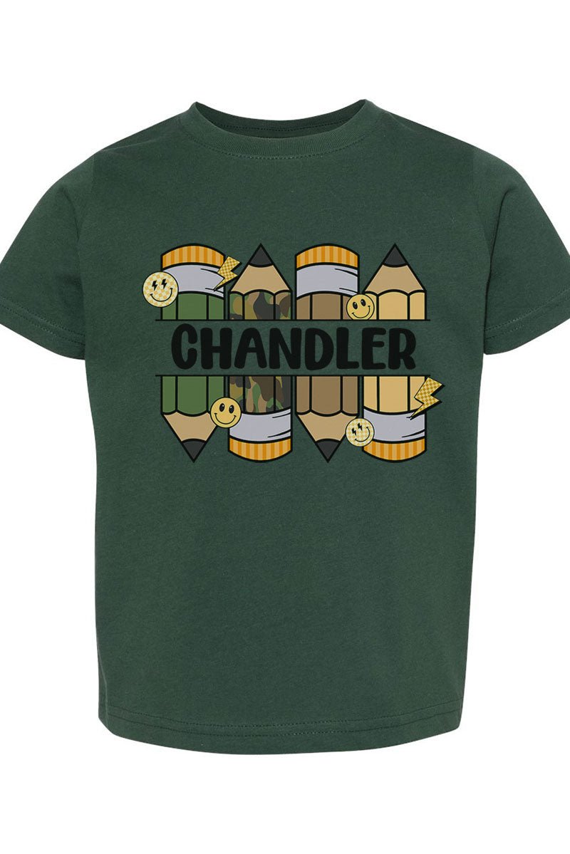 Toddler Personalized Camo Pencil Pack Fine Jersey Tee *Enter Kid's Name - Wholesale Accessory Market