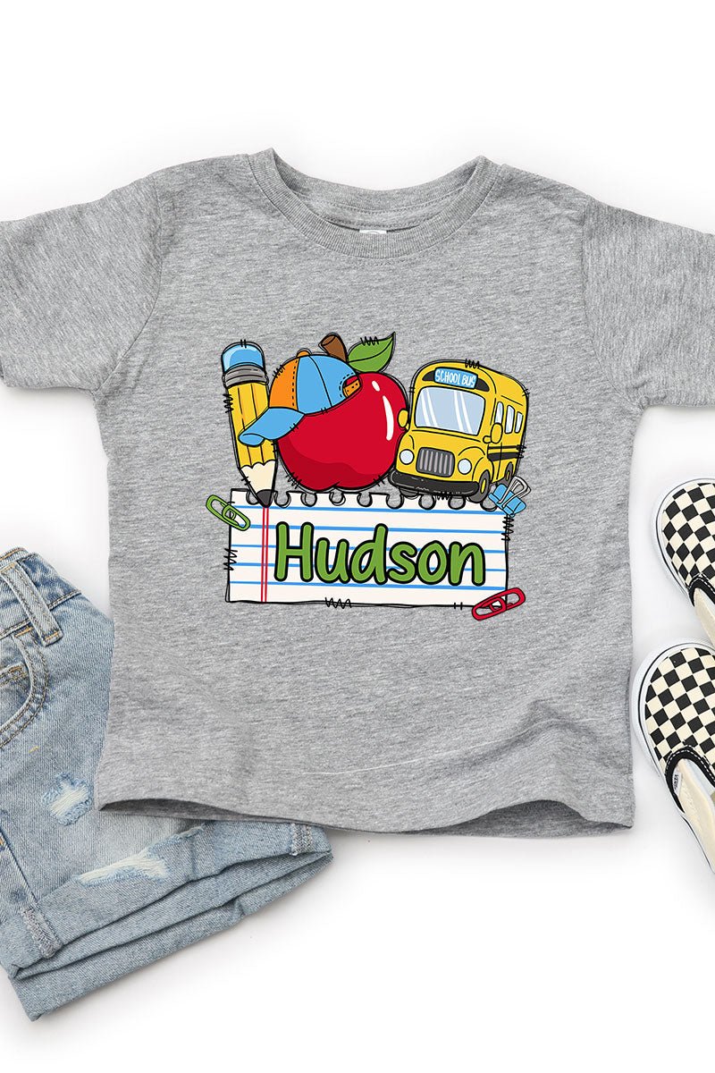Toddler Personalized Back-to-School Name Tag Boy Fine Jersey Tee *Enter Kid's Name - Wholesale Accessory Market