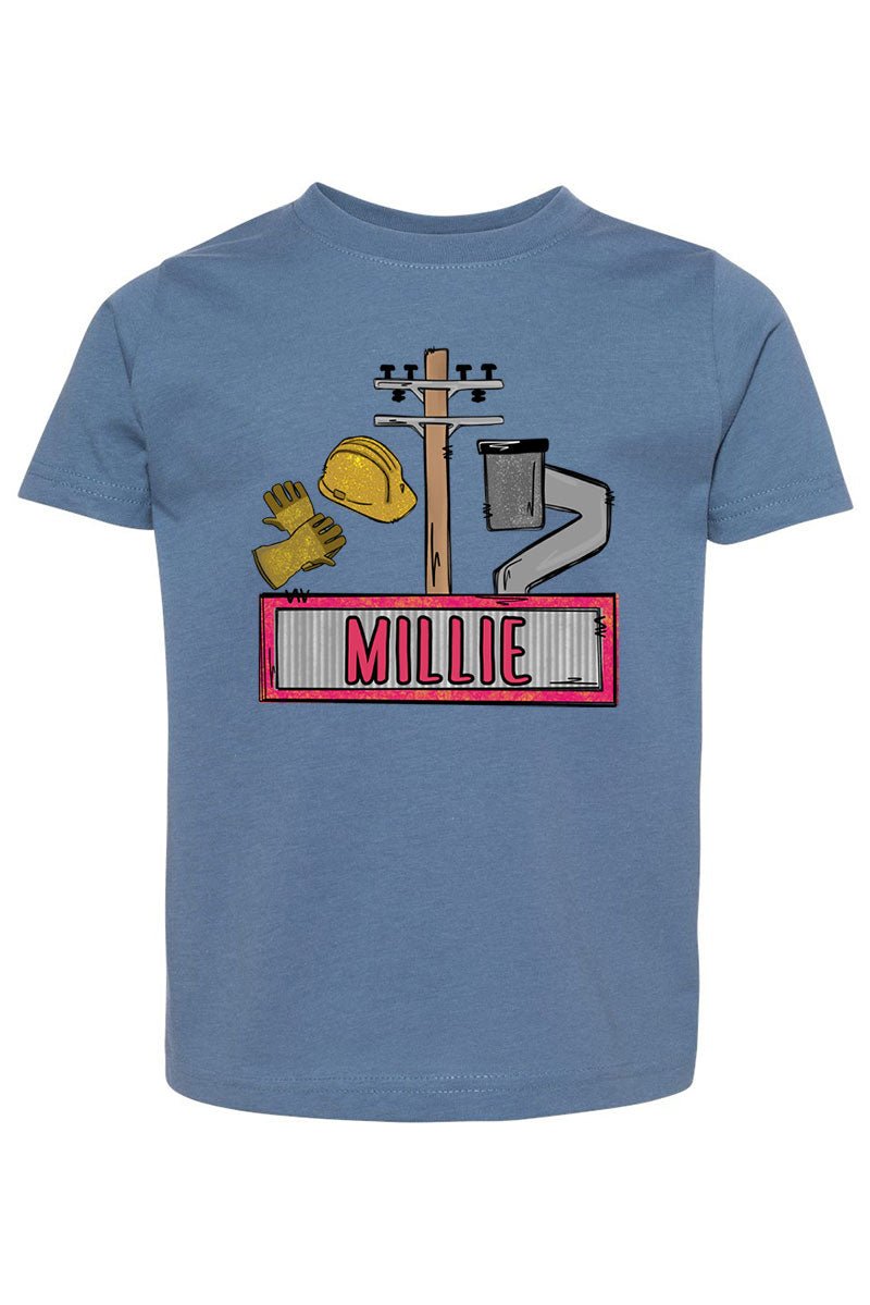 Toddler Personalized Pink Power Crew Kid Fine Jersey Tee *Personalize Your Name - Wholesale Accessory Market
