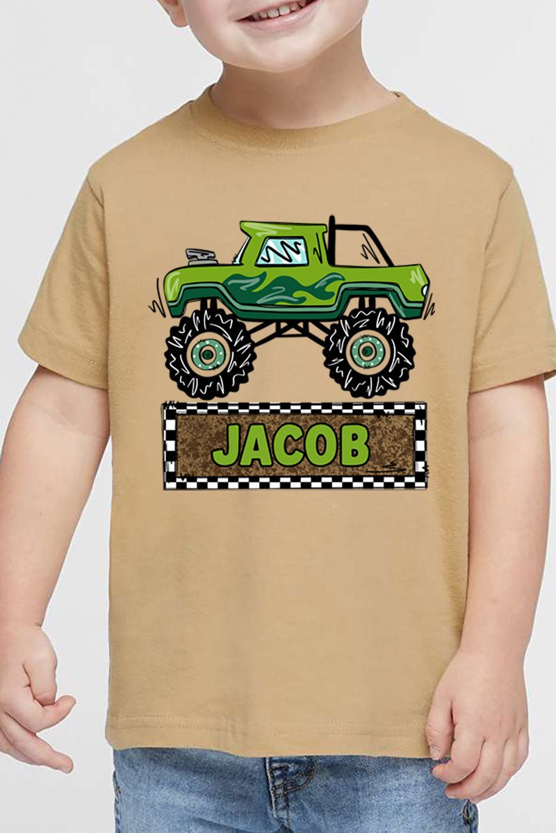 Toddler Personalized Monster Truck Mash Fine Jersey Tee *Personalize Your Name - Wholesale Accessory Market