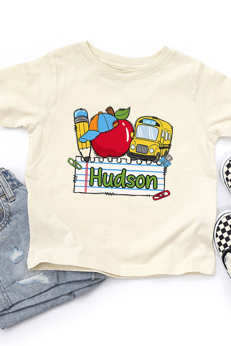 Toddler Personalized Back-to-School Name Tag Boy Fine Jersey Tee *Enter Kid's Name - Wholesale Accessory Market