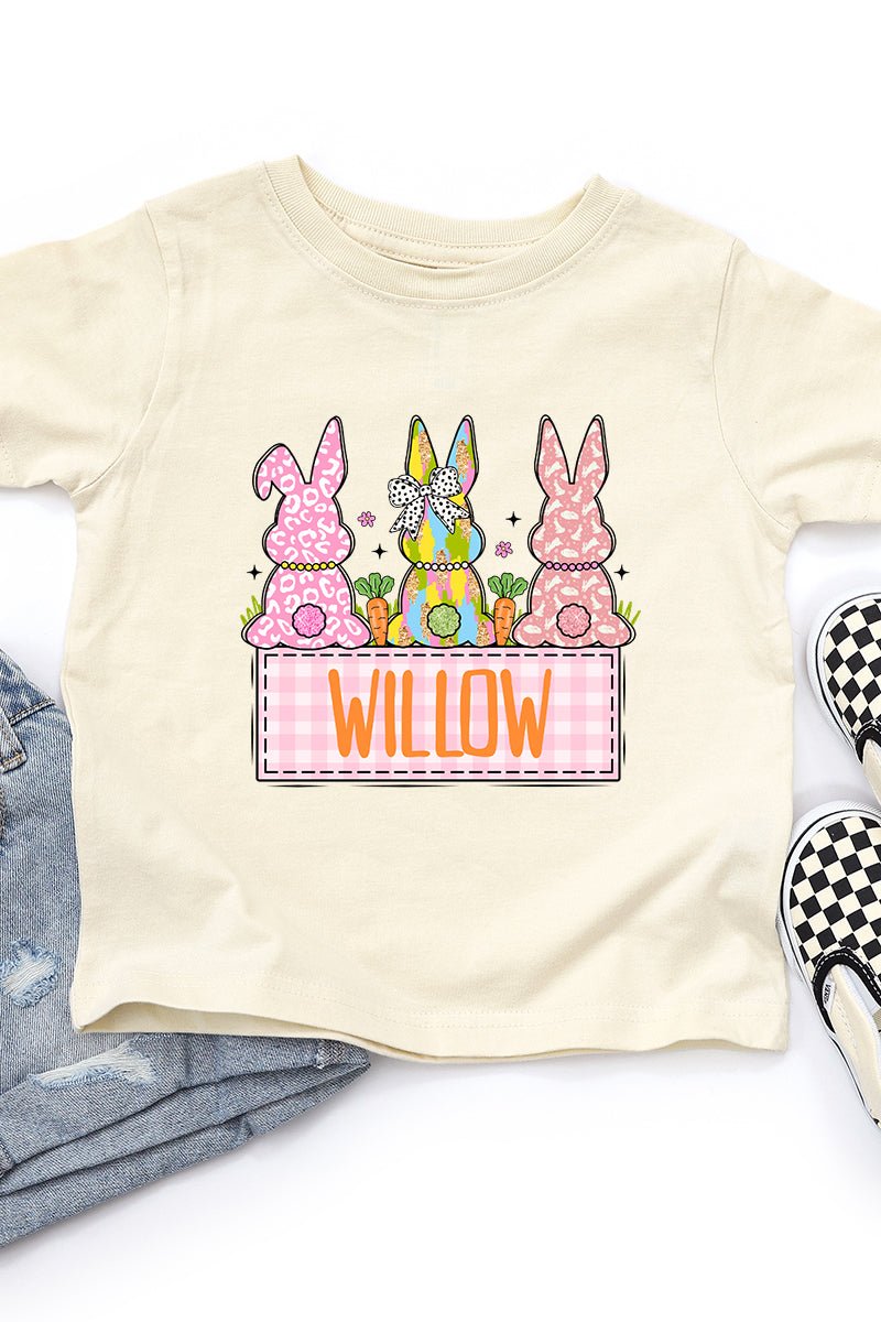 Toddler Personalized Brushstroke Bunny Fine Jersey Tee *Personalize Your Name - Wholesale Accessory Market
