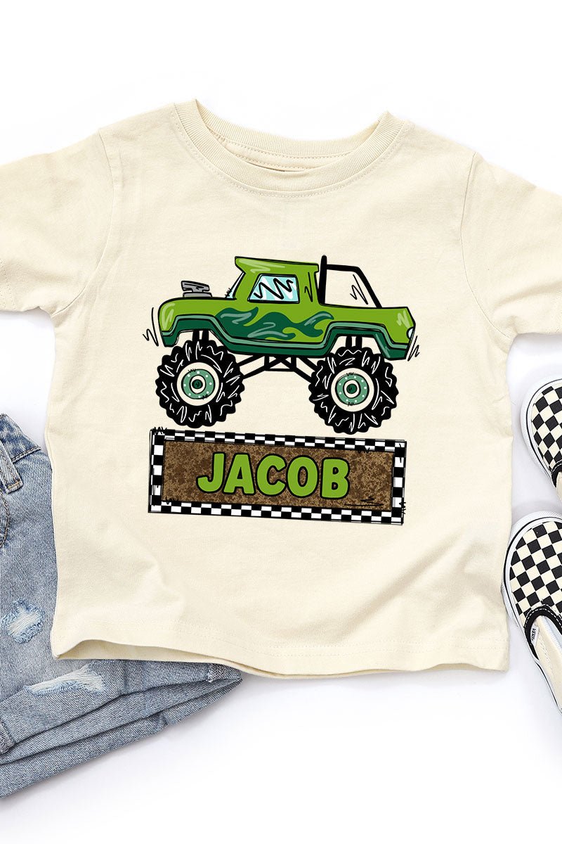 Toddler Personalized Monster Truck Mash Fine Jersey Tee *Personalize Your Name - Wholesale Accessory Market