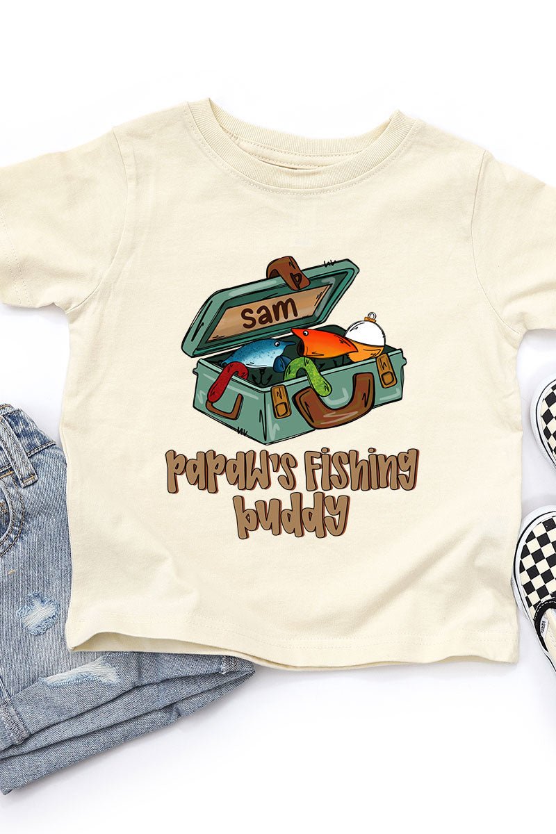 Toddler Personalized Pawpaw's Fishing Buddy Fine Jersey Tee *Personalize Your Name - Wholesale Accessory Market