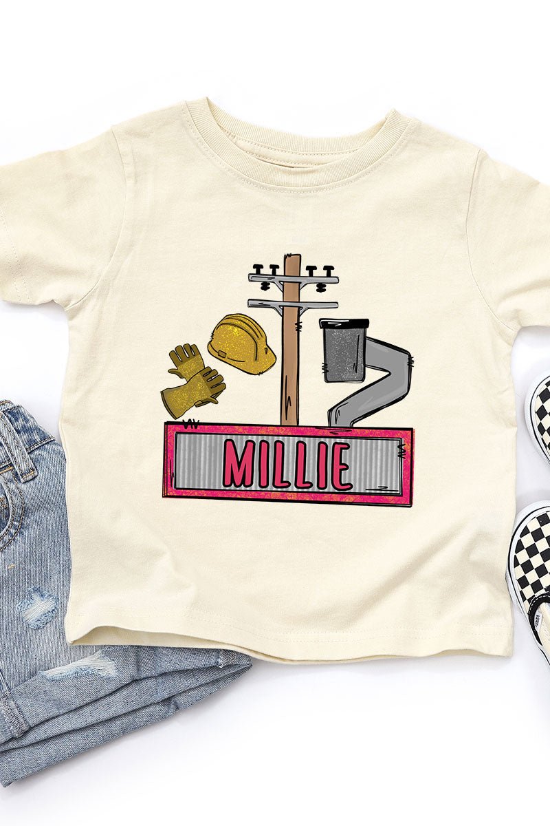 Toddler Personalized Pink Power Crew Kid Fine Jersey Tee *Personalize Your Name - Wholesale Accessory Market