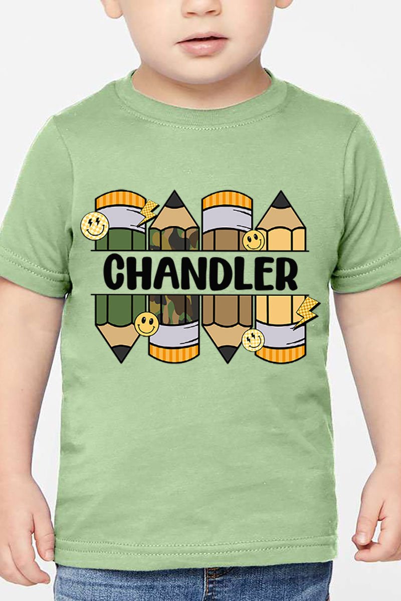 Toddler Personalized Camo Pencil Pack Fine Jersey Tee *Enter Kid's Name - Wholesale Accessory Market