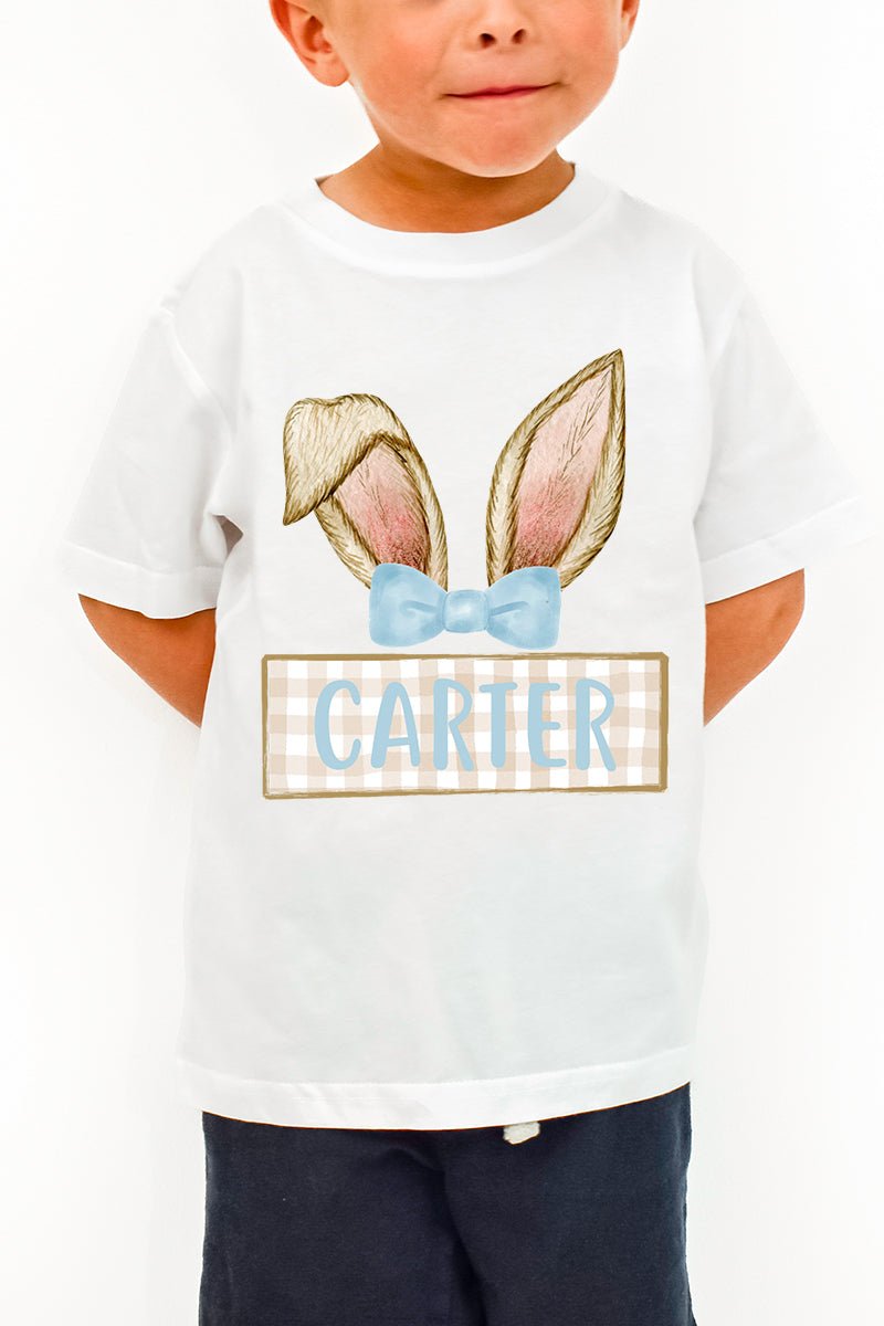 Toddler Personalized Blue Coquette Bunny Ears Fine Jersey Tee *Personalize Your Name - Wholesale Accessory Market