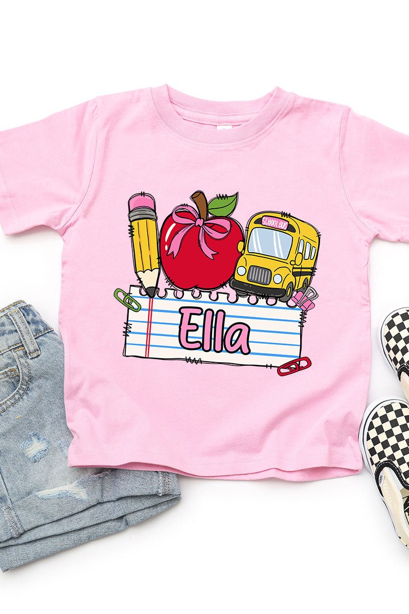 Toddler Personalized Back-to-School Name Tag Girl Fine Jersey Tee *Enter Kid's Name - Wholesale Accessory Market