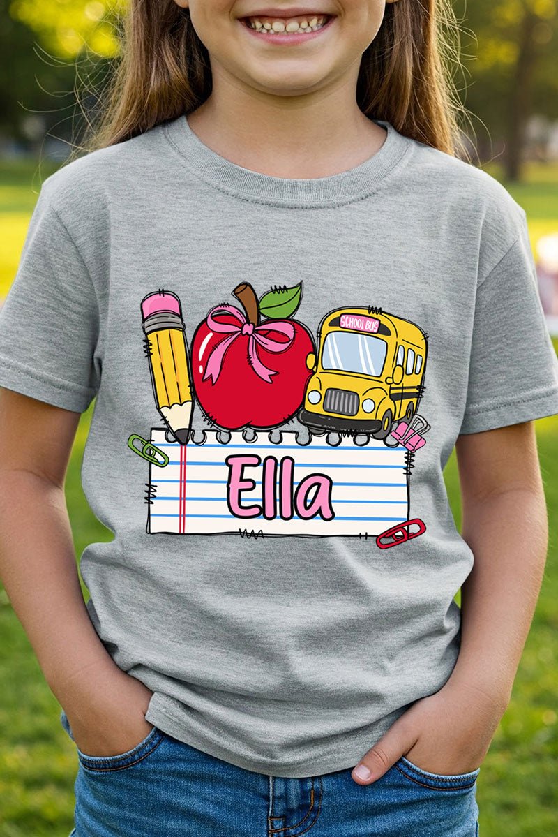 Youth Personalized Back-to-School Name Tag Girl Short Sleeve Relaxed Fit T-Shirt *Enter Kid's Name - Wholesale Accessory Market