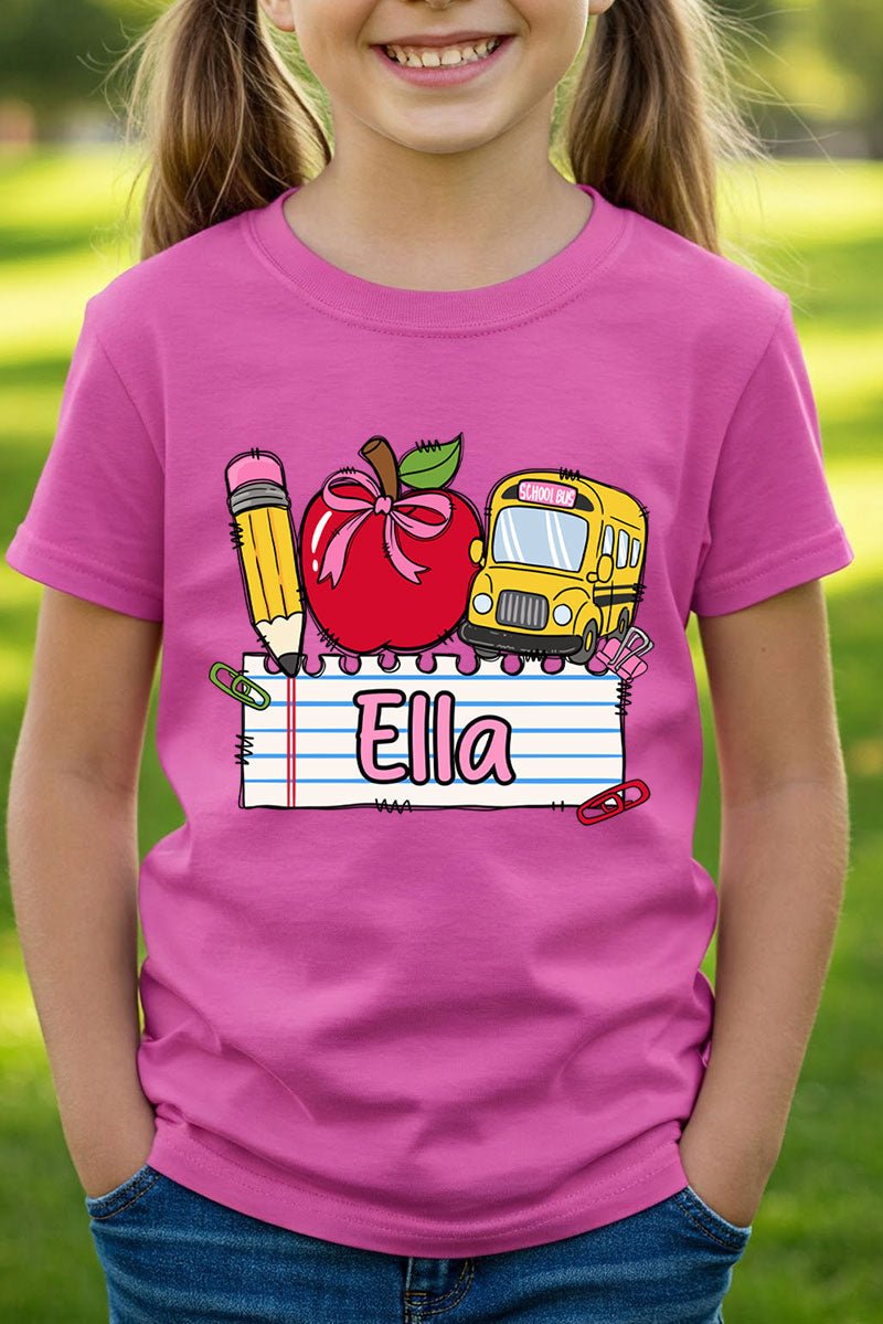 Youth Personalized Back-to-School Name Tag Girl Short Sleeve Relaxed Fit T-Shirt *Enter Kid's Name - Wholesale Accessory Market