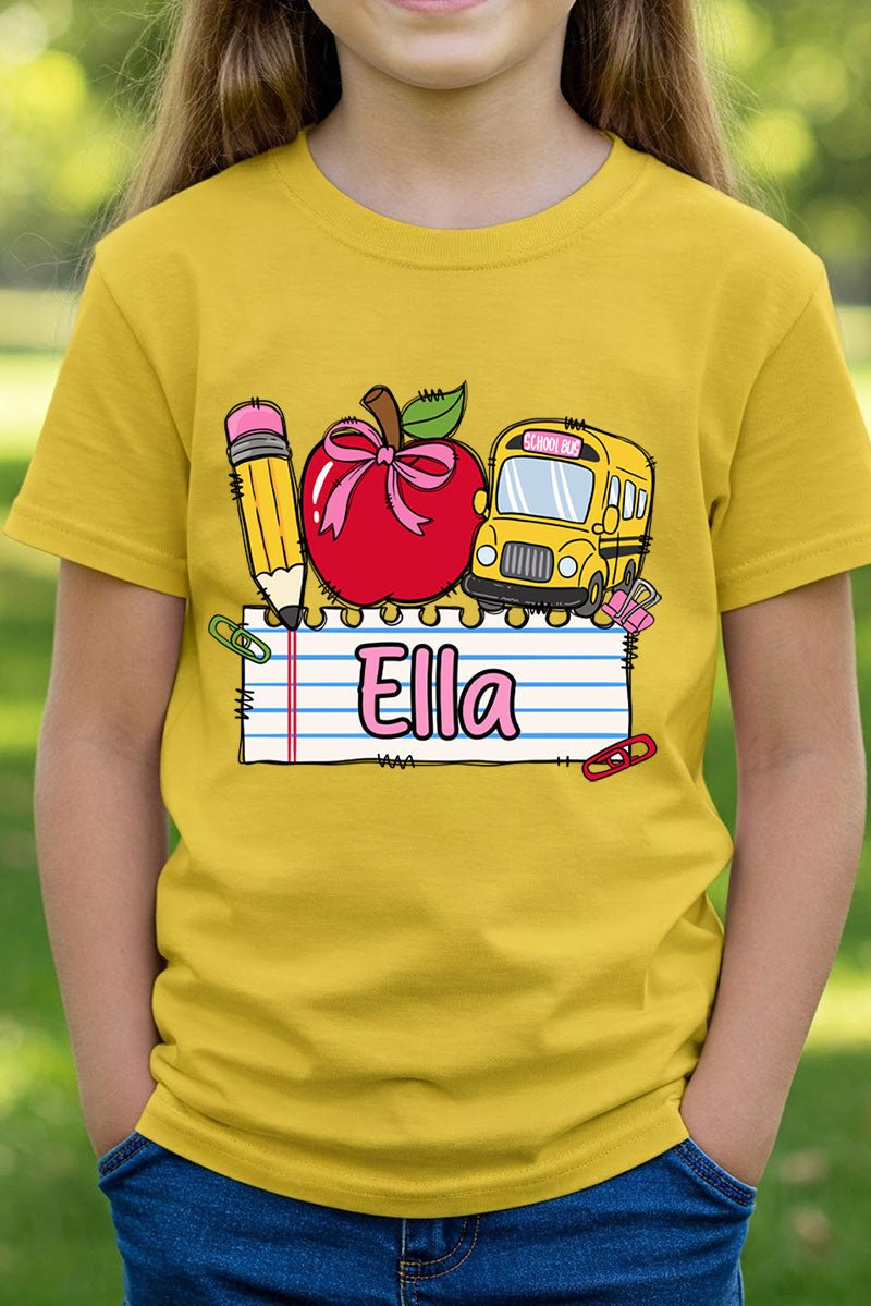 Youth Personalized Back-to-School Name Tag Girl Short Sleeve Relaxed Fit T-Shirt *Enter Kid's Name - Wholesale Accessory Market