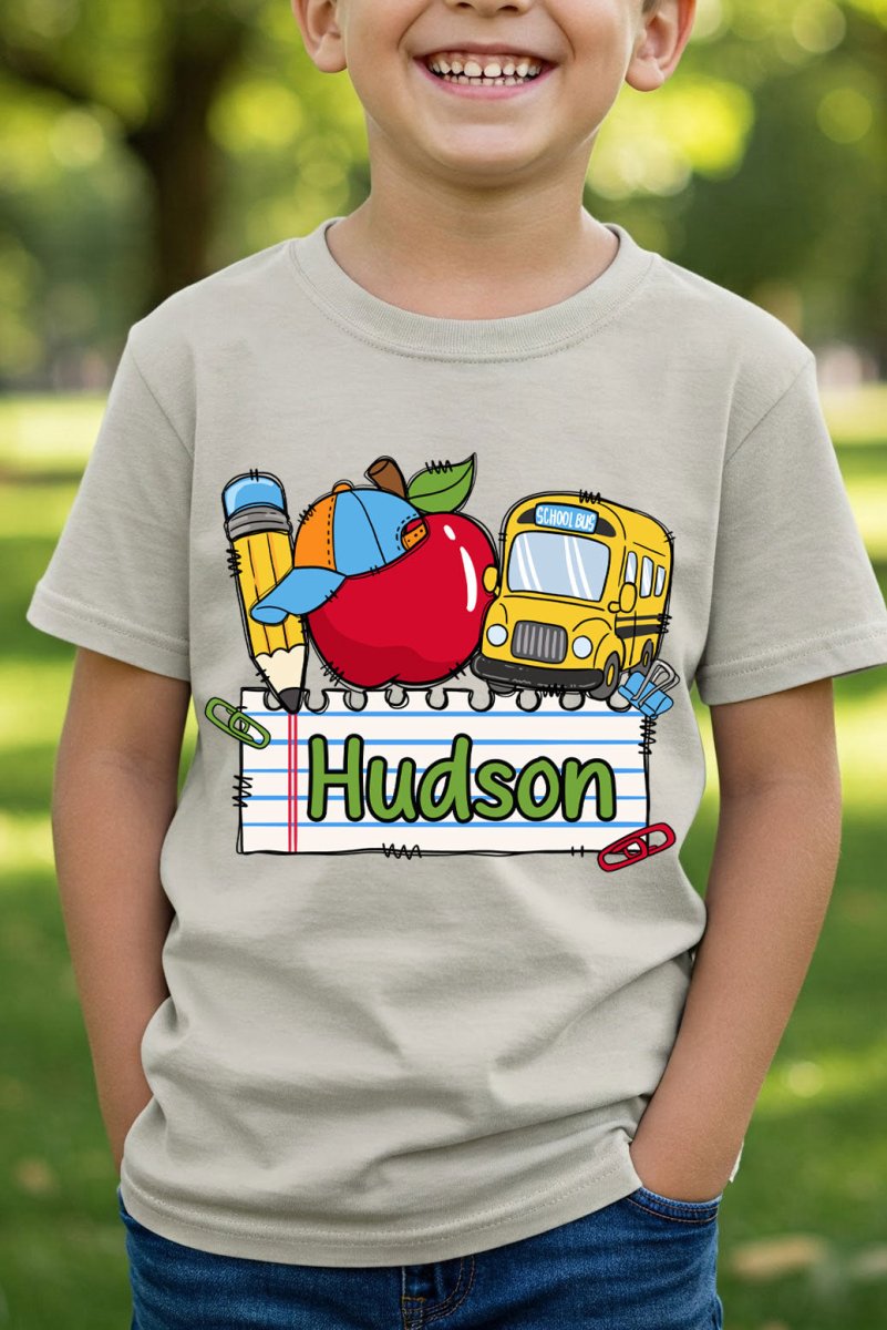 Youth Personalized Back-to-School Name Tag Boy Short Sleeve Relaxed Fit T-Shirt *Enter Kid's Name - Wholesale Accessory Market