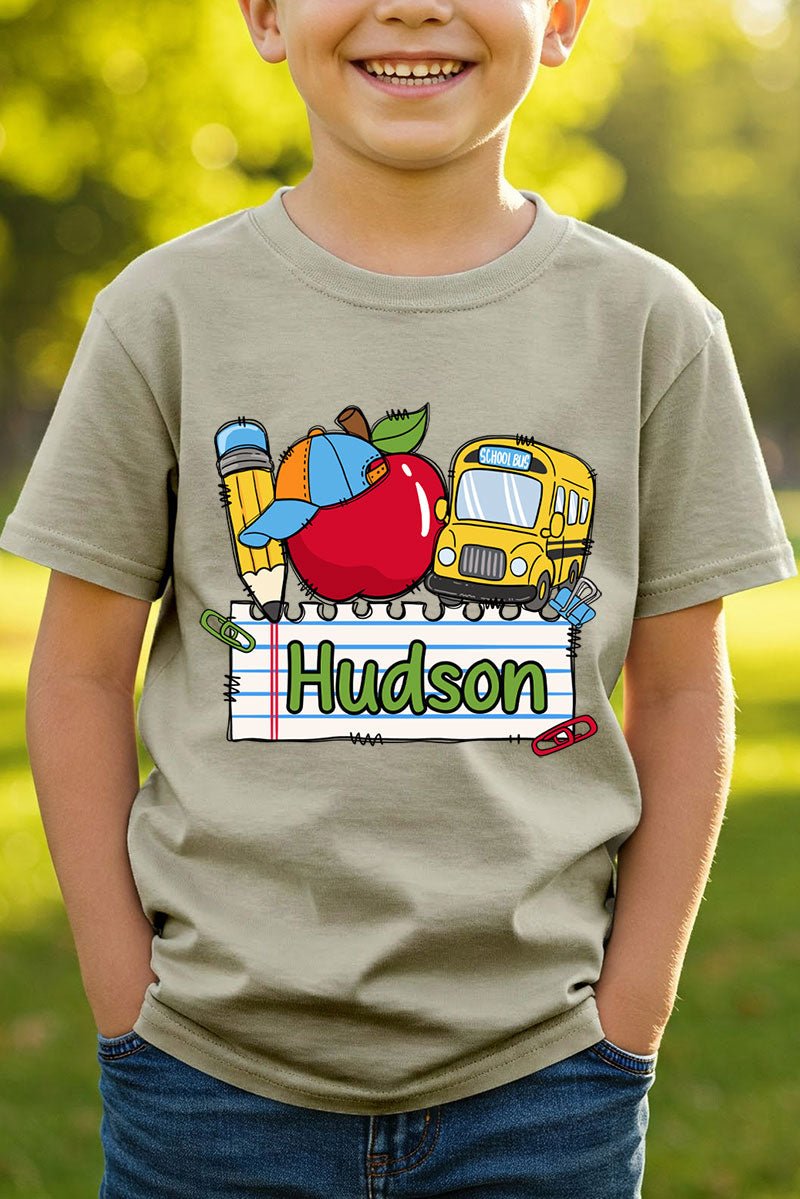 Youth Personalized Back-to-School Name Tag Boy Short Sleeve Relaxed Fit T-Shirt *Enter Kid's Name - Wholesale Accessory Market