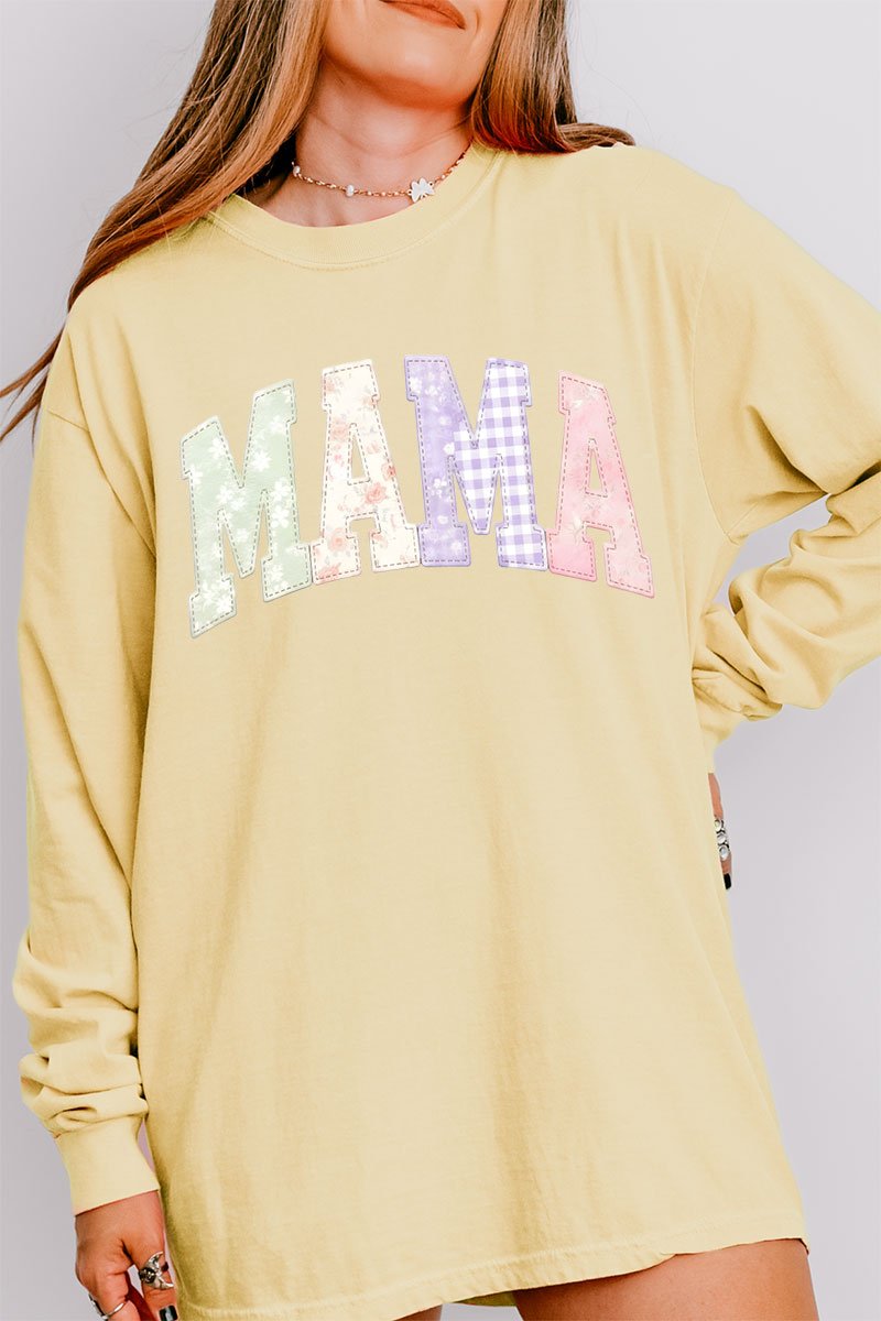 Personalized Soft Stitch Mom Name Comfort Colors Heavyweight Long T-Shirt *Choose Your Name - Wholesale Accessory Market