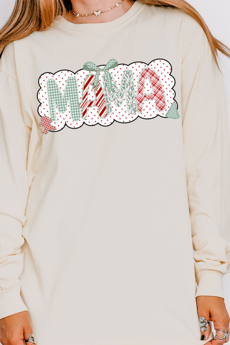 Green And Gingham Christmas Custom Name Comfort Colors Heavyweight Long Sleeve T-Shirt *Personalize Your Name - Wholesale Accessory Market