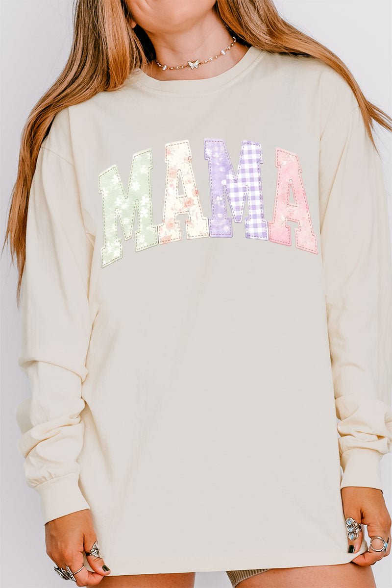 Personalized Soft Stitch Mom Name Comfort Colors Heavyweight Long T-Shirt *Choose Your Name - Wholesale Accessory Market