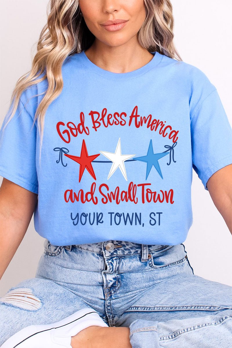 Personalized God Bless America And Small Town Softstyle Adult T-Shirt - Wholesale Accessory Market