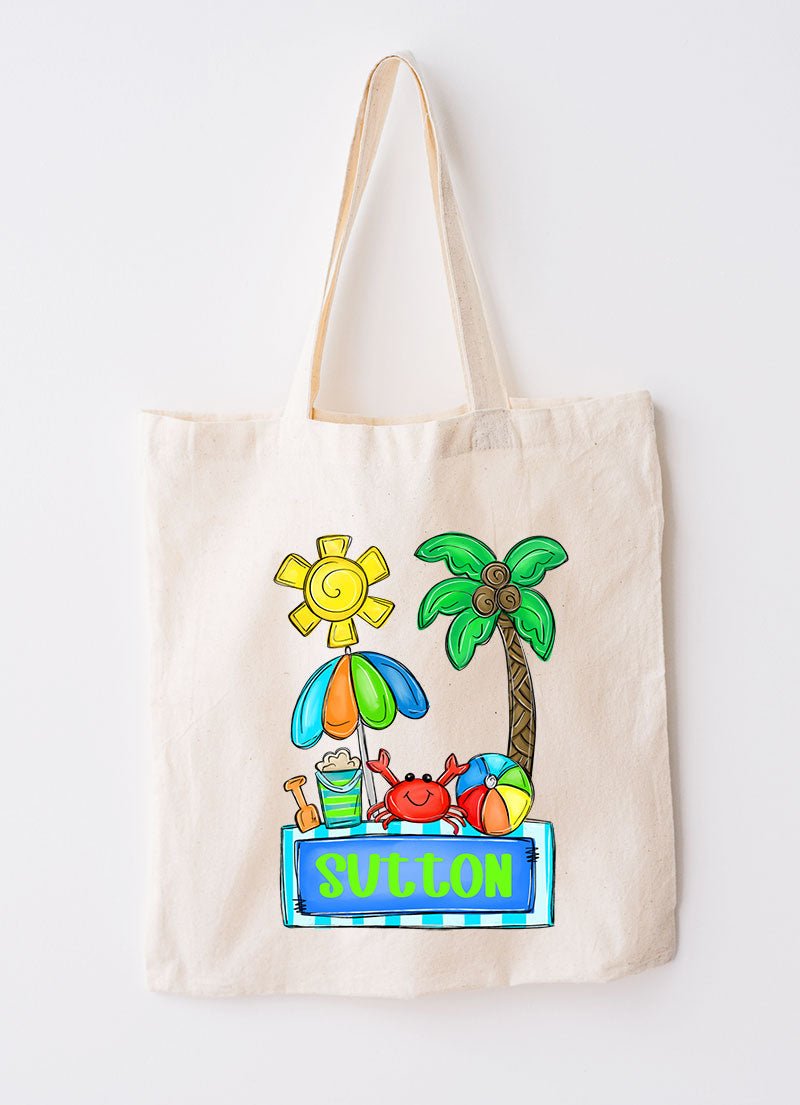 Personalized Beach Day Boy Small Canvas Tote - Wholesale Accessory Market