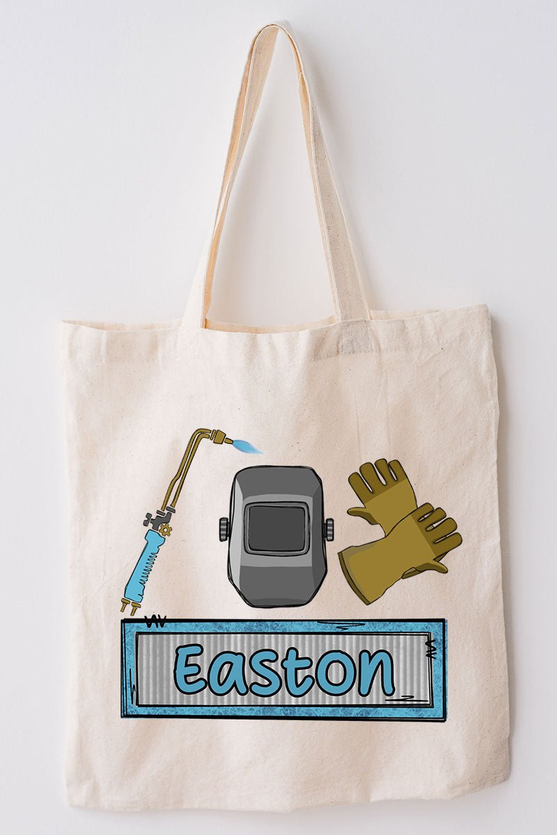 Personalized Blue Mini Metal Maker Small Canvas Tote *Personalize Your Name - Wholesale Accessory Market