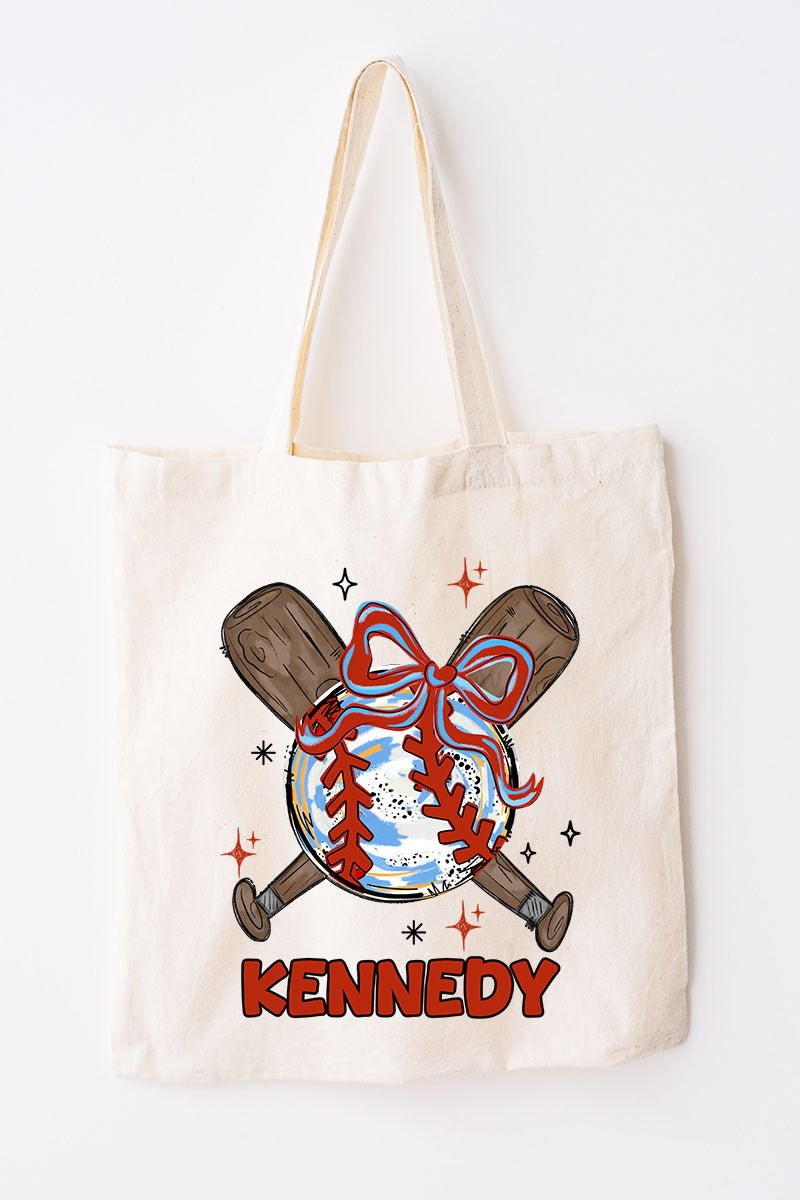 Personalized Coquette Home Run Hitter Small Canvas Tote *Personalize Your Name - Wholesale Accessory Market