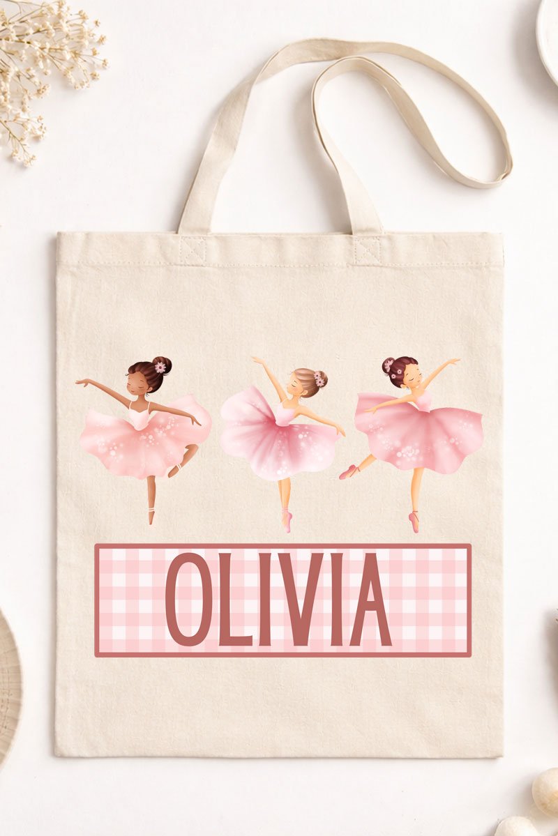 Personalized Dancing Trio Medium Canvas Tote *Personalize Your Name - Wholesale Accessory Market