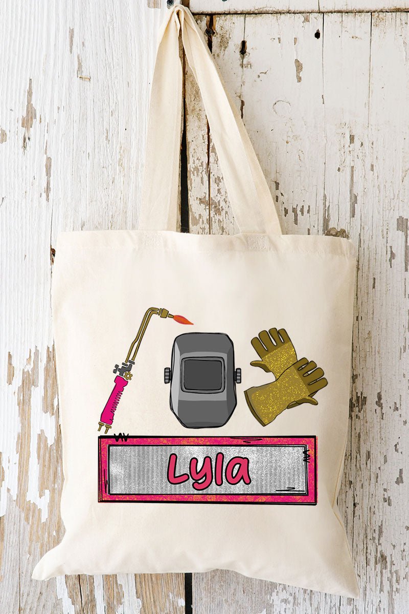 Personalized Pink Mini Metal Maker Small Canvas Tote *Personalize Your Name - Wholesale Accessory Market