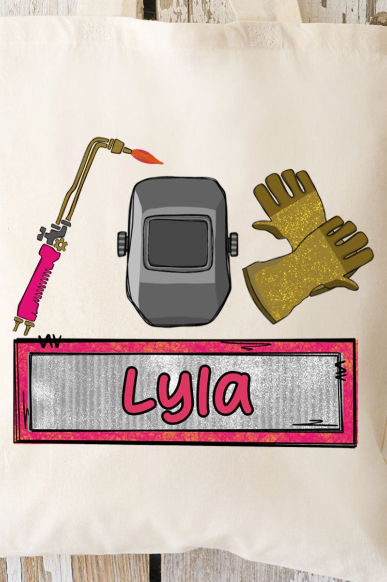 Personalized Pink Mini Metal Maker Small Canvas Tote *Personalize Your Name - Wholesale Accessory Market