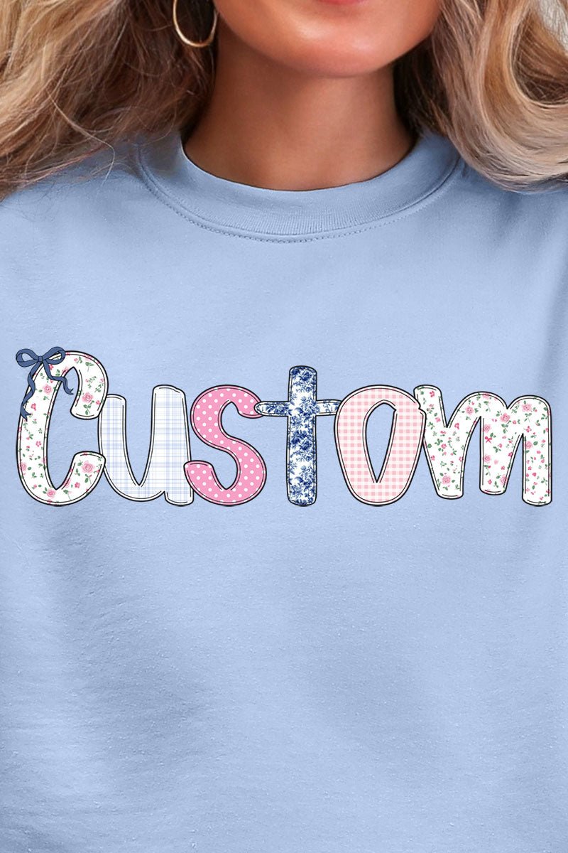 Gingham Garden Custom Name Ecosmart Crewneck Sweatshirt - Wholesale Accessory Market