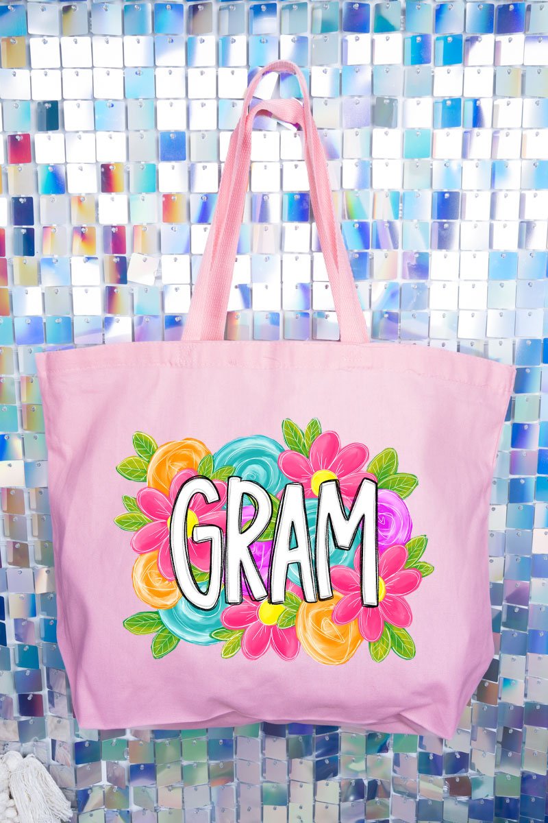 Personalized Mother's Day Bloom Canvas Jumbo Tote *Choose Your Name - Wholesale Accessory Market