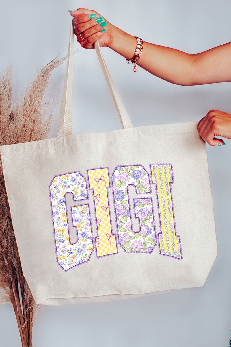 Personalized Purple Scalloped Mom Name Canvas Jumbo Tote - Wholesale Accessory Market