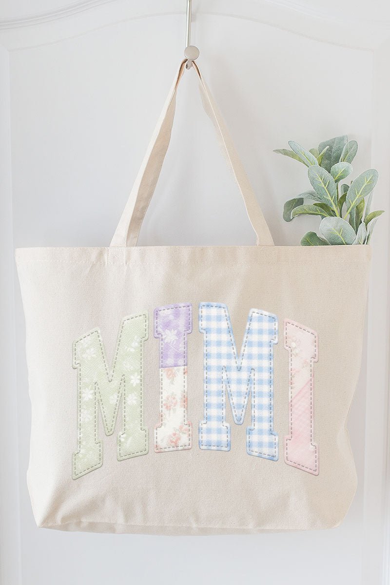 Personalized Soft Stitch Mom Name Canvas Jumbo Tote *Choose Your Name - Wholesale Accessory Market