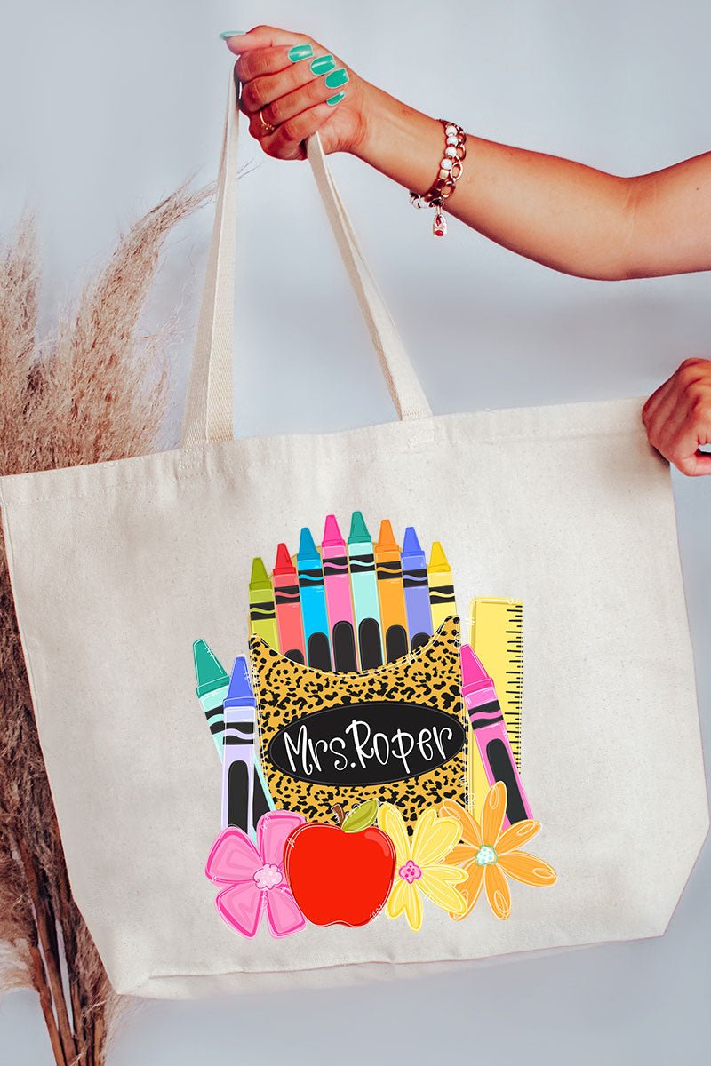 Personalized Teaching In Full Color Canvas Jumbo Tote *Enter Your Name - Wholesale Accessory Market